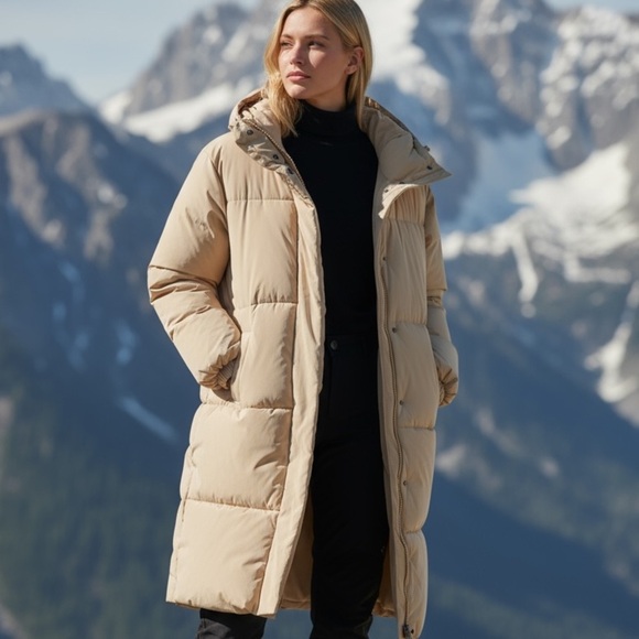 NWT Neutral Oversized Hooded Long Puffer Jacket Warm Winter Snow Coat Plus Sz 1X - Picture 7 of 9